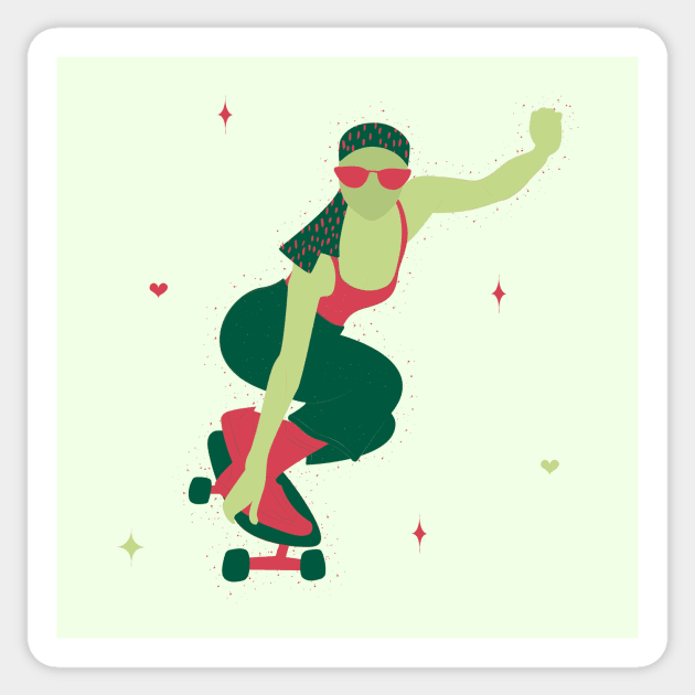 Green Skater Girl Sticker by Design by Maria 